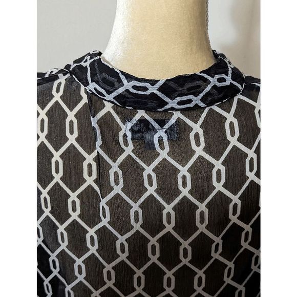 Vintage Just Bee black sheet blouse L 3/4 sleeves 100% polyester - Picture 7 of 7